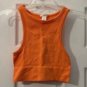 S/M Women’s Orange Ribbed Cropped Tank Top